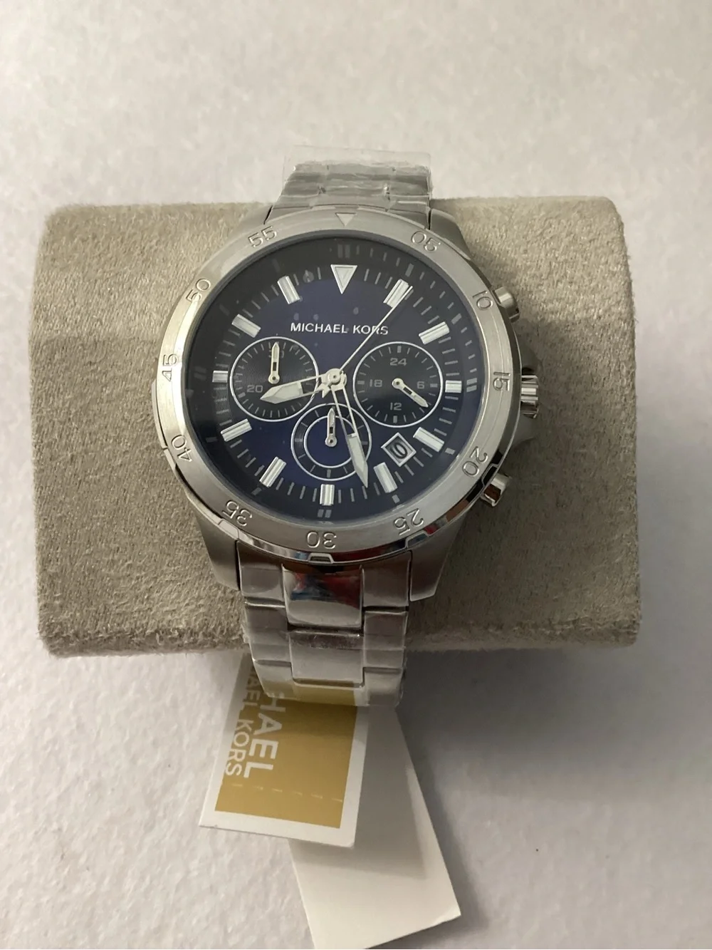 Michael Kors Greyson Chronograph Silver-Tone Stainless Steel Watch 43mm